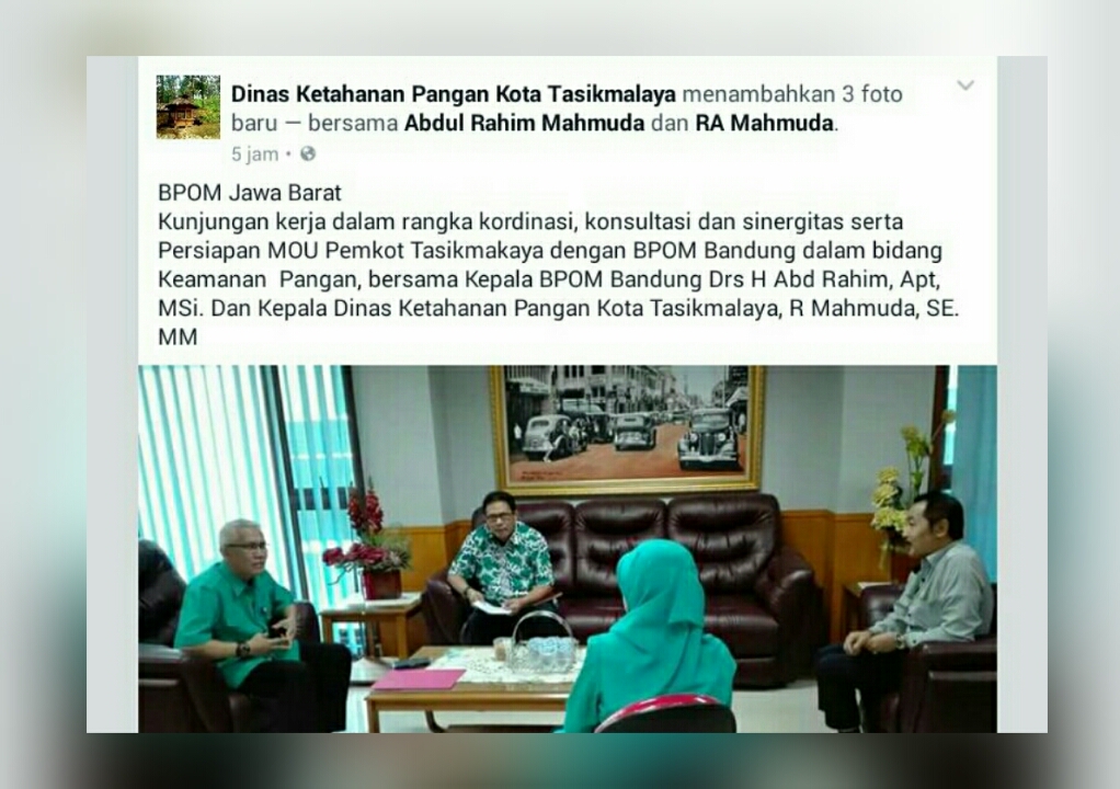 Halaman Facebook Dinas Ketahanan Pangan Tasik