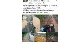 Warganet Keluhkan Jalan Rusak Di Culamega Kabupaten Tasik