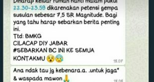 Beredar Kabar Gempa Susulan 7,3 SR, Ini Kata BMKG