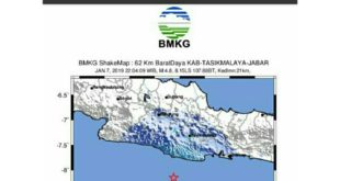 Gempabumi Tasik 4,8 SR dirasakan dibeberapa Wilayah termasuk Pangandaran