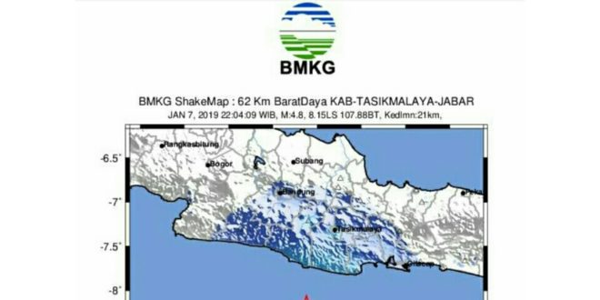 Gempabumi Tasik 4,8 SR dirasakan dibeberapa Wilayah termasuk Pangandaran