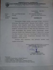 surat edaran Disporabudpar Kota Tasikmalaya