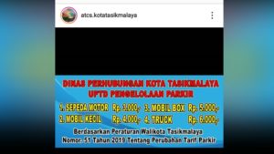 Tarif Parkir di tahun 2020 Kota Tasikmalaya