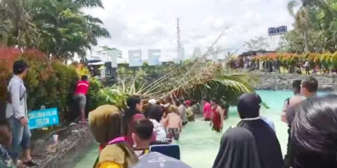 Capture video Pohon Tumbang di kolam renang Teejay Tasikmalaya,minggu (2/1/2022)